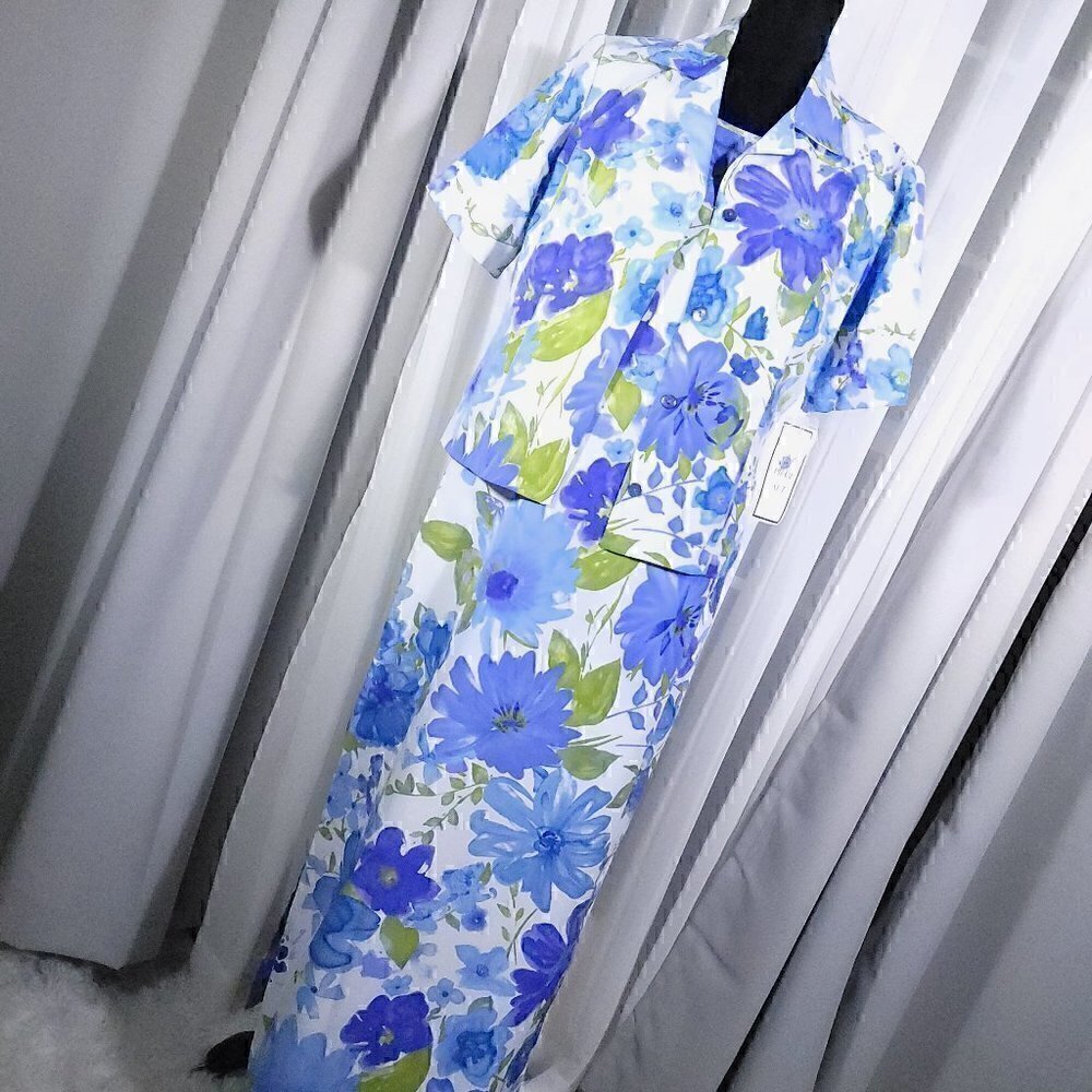 Willow Ridge 2 pc Floral Blue Purple White Suit, Size 10